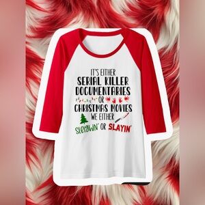 Funny Christmas Graphic Raglan Tee for Seriak Killer Docunentary Fans